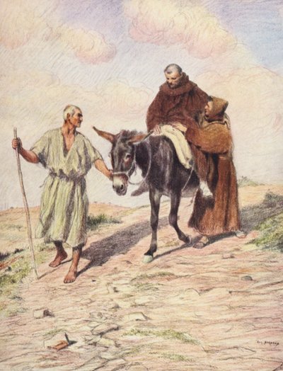 Saint François descendant le mont La Verna avec le frère Léo après l