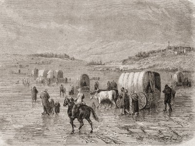 Un convoi de chariots en route vers l