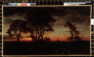 Lueur du soir ou coucher de soleil - Eugene Antoine Samuel Lavieille