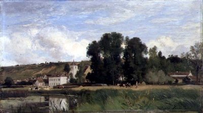 Sur les rives de la Seine à Levy - Eugene Antoine Samuel Lavieille