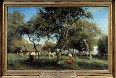 Cueillette des pommes en Normandie en 1865 - Eugene Antoine Samuel Lavieille