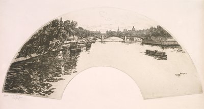 Éventail, La Seine vue du Pont Royal - Eugene Bejot
