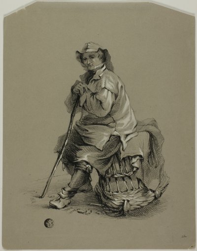 Pêcheur assis sur un casier à homard - Eugene Bléry