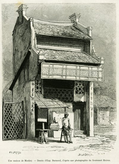 Une maison de singes. Gravure par Eugène Burnand, pour illustrer l