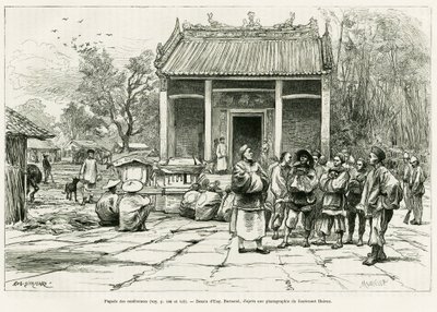 Pagode des Conférences, Monkay. Gravure d