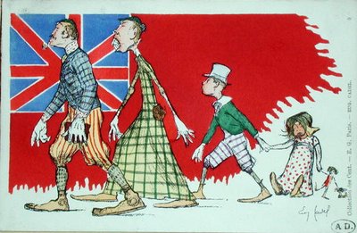 Famille britannique perçue par les Français, carte postale - Eugene Cadel