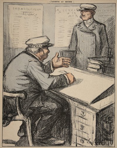 Deux messieurs maritimes dans leurs bureaux, illustration de 
