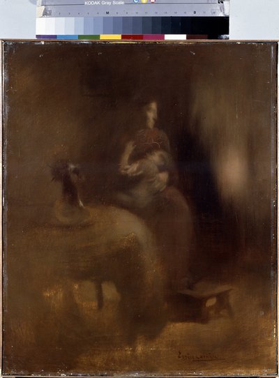Femme avec un bébé sur ses genoux - Eugène Carrière