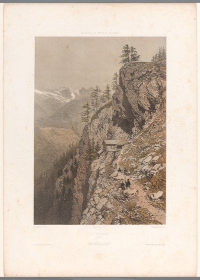 Promeneurs sur un sentier de montagne près de Chamonix et du Mont Blanc - Eugene Ciceri