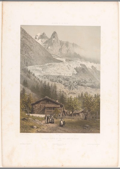 Vue des sommets Aiguille Verte et Dru et du glacier Mer-de-Glace - Eugene Ciceri