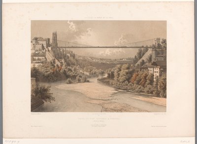 Vue du grand pont suspendu à Fribourg - Eugene Ciceri