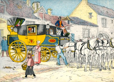 Diligence à une remise en 1840 - Eugene Courboin