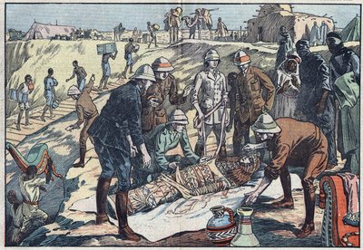 Une mission anglaise, commandée par le comte Byron de Prorok (1896-1954), archéologue, découvre la tombe de Tin-Hahan dans le Hoggar. Illustration de Damblans. Dans "Le Pèlerin" du 20 décembre 1925 - Eugene Damblans