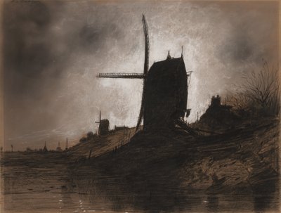 Moulins à vent dans un paysage - Eugene Deshayes