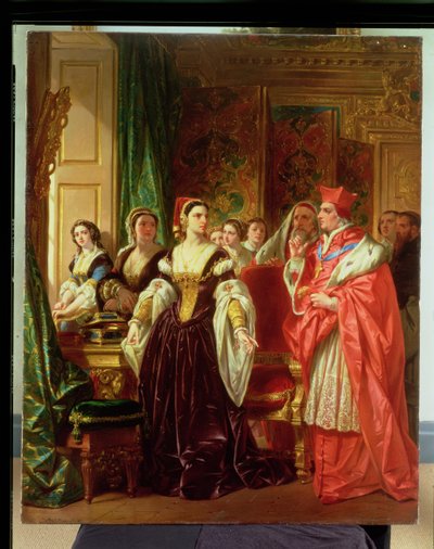 Une scène de Henry VIII de Shakespeare; le Cardinal Wolsey et Catherine d