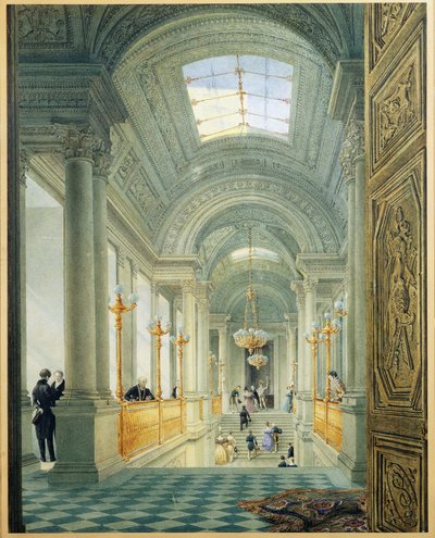 Paris. Le grand escalier du Palais des Tuileries, vers 1840, aquarelle - Eugene Emmanuel Viollet le Duc