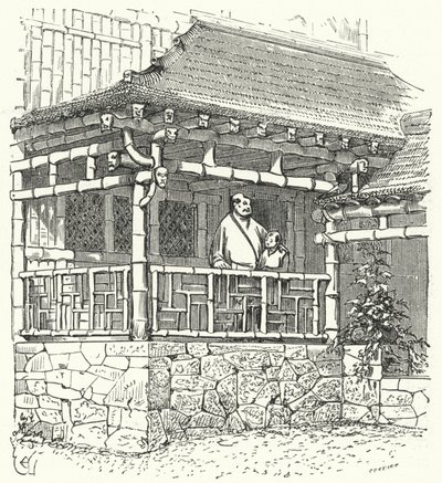 Ancienne maison chinoise construite en bambou - Eugene Emmanuel after Viollet le Duc