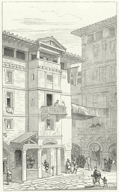 Rue dans la Rome antique - Eugene Emmanuel after Viollet le Duc
