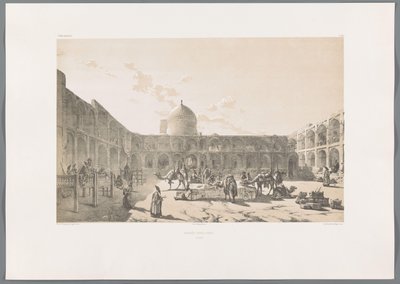 Caravanserai-i-Shah à Qazvin (Caravân-Serail-I-Châh, Paysages persans, Perse moderne) - Eugene Flandin