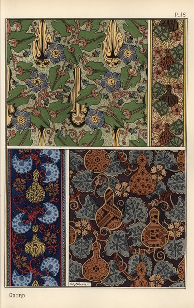 Gourde en motifs de tissu et de papier peint - Eugene Grasset