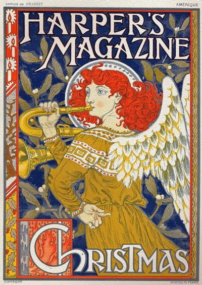 Religion. Ange de Noël. Affiche par Eugène Grasset pour Harper