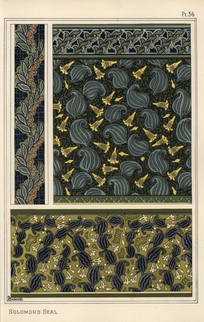 Sceau de Salomon, Polygonatum multiflorum, comme motif de design en papier peint, bordures et motifs de tissu - Eugene Grasset