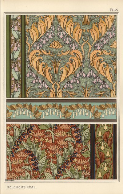 Sceau de Salomon, Polygonatum multiflorum, comme motif de design dans le papier peint, les bordures et le tissu - Eugene Grasset