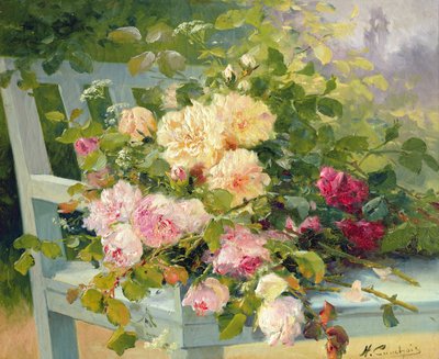 Roses sur le banc - Eugene Henri Cauchois