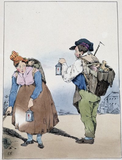 Porteur de lanterne, rue Mouffetard - dans "Souvenirs d