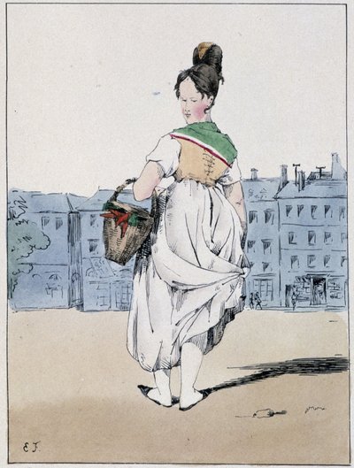 Femme portant un panier, boulevard de l