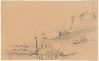 Une route côtière avec des falaises dans le nord de la France - Eugene Isabey