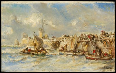 Débarcadère sur la jetée - Eugene Isabey