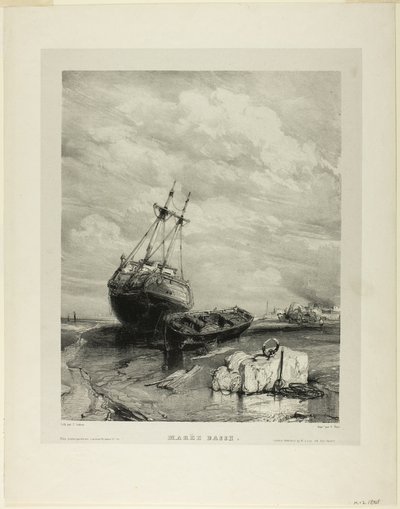Marée basse, planche six de Six Marines - Eugene Isabey