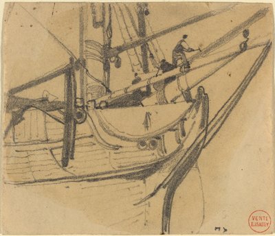 Hommes réparant le boom - Eugene Isabey