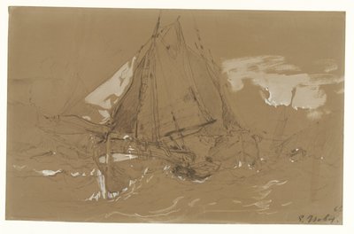 Bateau de pêche dans une tempête - Eugene Isabey