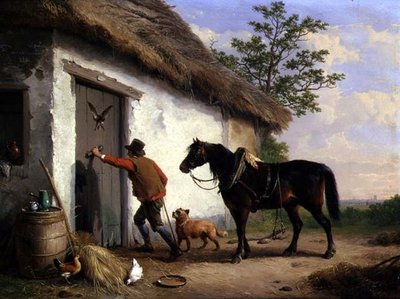 À la porte du cottage - Eugene Joseph Verboeckhoven