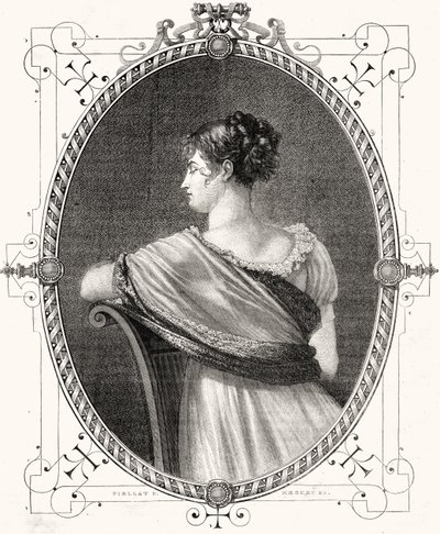 Portrait de Madame Récamier, gravé par Antoine Auguste Ernest Hebert - Eugene Joseph Viollat