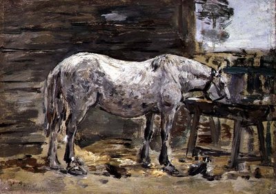 Un cheval buvant, vers 1885-90 - Eugene Louis Boudin