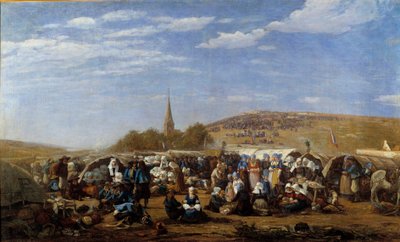 Un pardon à Sainte-Anne-la-Palud en 1858 Célébration religieuse en Bretagne - Eugene Louis Boudin