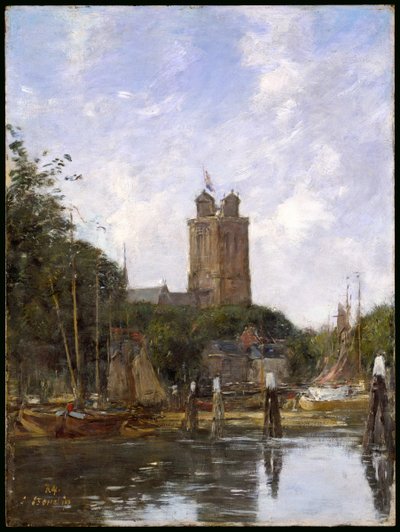 Dordrecht, la Grote Kerk depuis le canal, 1884 - Eugene Louis Boudin