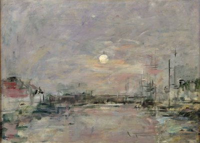 Crépuscule sur le quai commercial au Havre - Eugene Louis Boudin