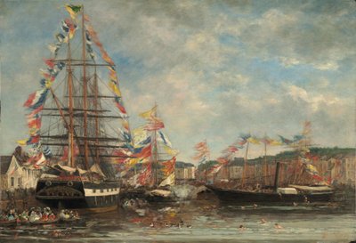 Festival dans le port de Honfleur - Eugene Louis Boudin