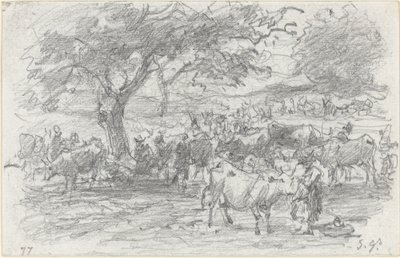 Bergers et bétail, 1877 - Eugene Louis Boudin