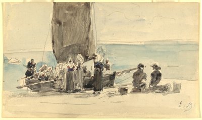 Chargement des Bateaux - Eugene Louis Boudin