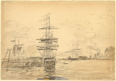 Navires dans le port - Eugene Louis Boudin
