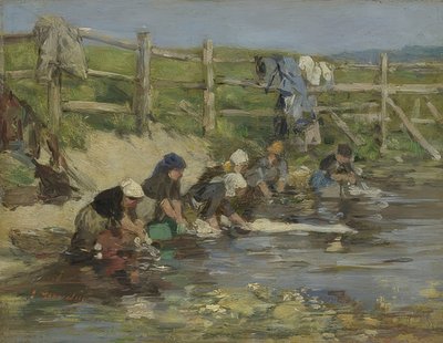 Blanchisseuses au bord de la rivière - Eugene Louis Boudin