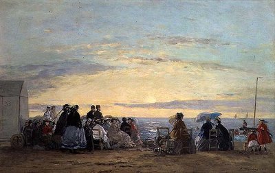 Regarder le coucher du soleil depuis la plage - Eugene Louis Boudin