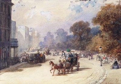 Une calèche dans une rue de Londres - Eugene Louis Lami