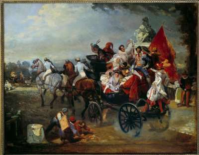 Scène de carnaval à Paris, Place de la Concorde en 1834 - Eugene Louis Lami