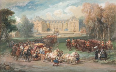 Louis XIV conduisant son carrosse dans le parc de Versailles - Eugene Louis Lami